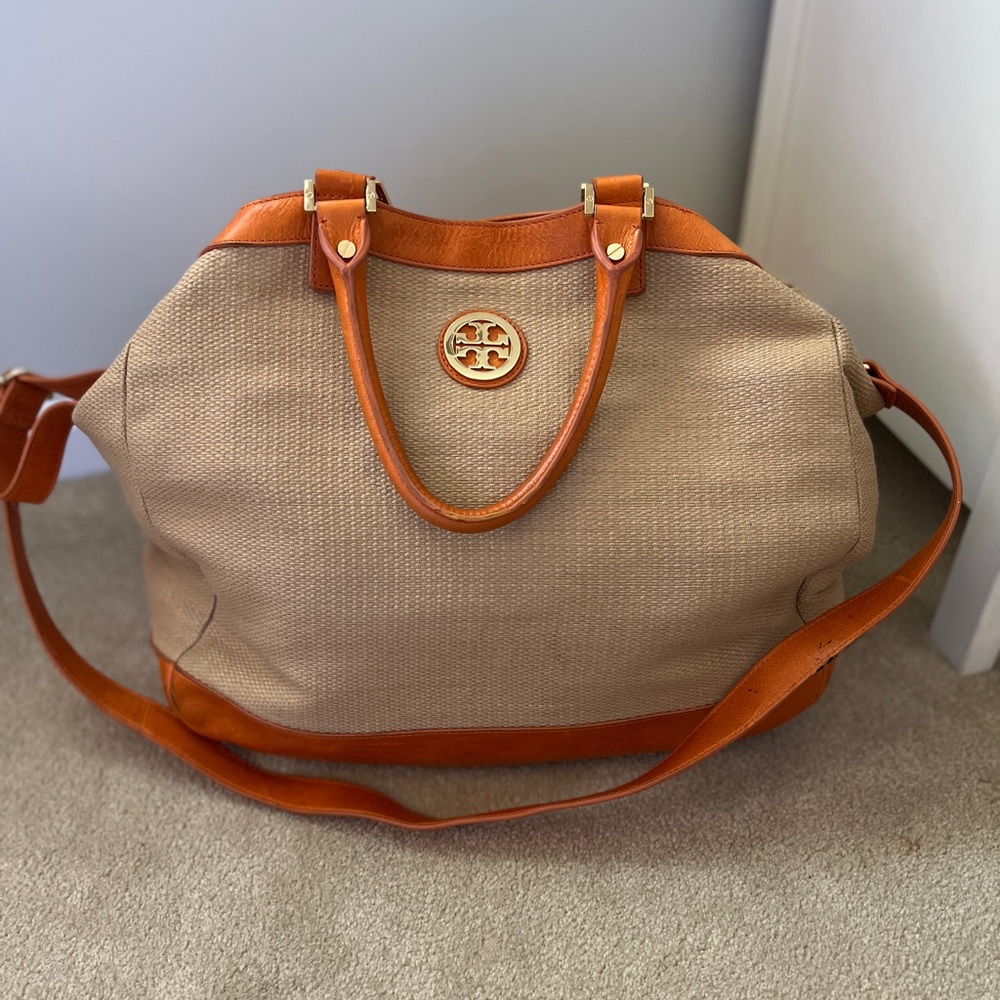 Tory Burch “straw” large handle and crossbody bag